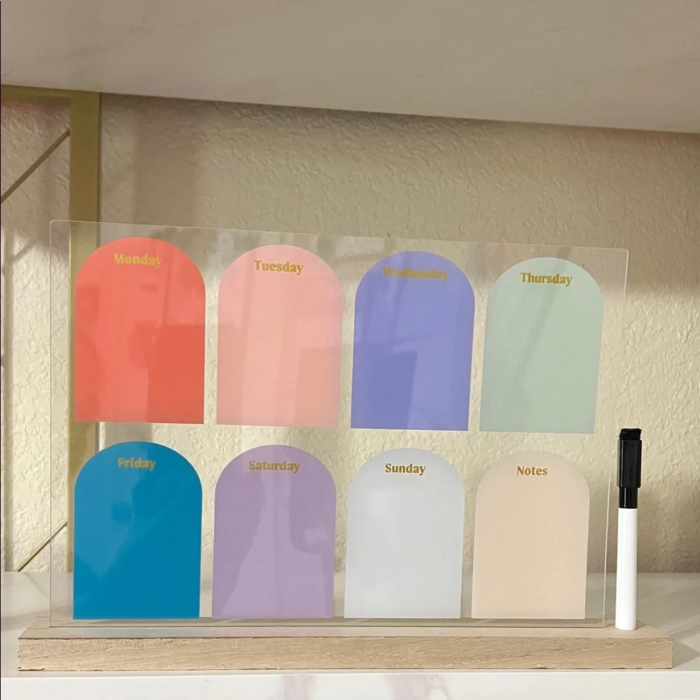 NEW Colorful Weekly Desktop Dry Erase Planner with Marker